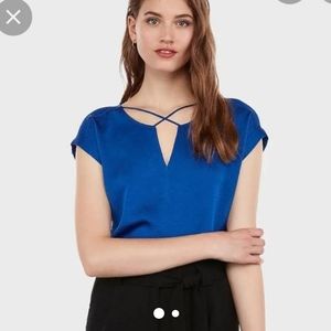 Express Cross Front Blouse, Blue, Small (EUC)